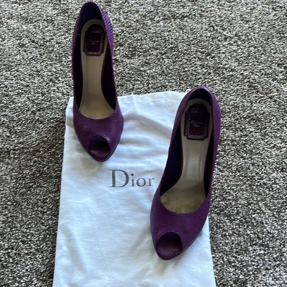 Christian Dior purple reptile texture heels